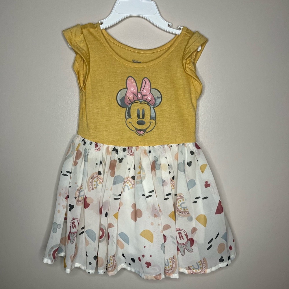 Disney Minnie Mouse Yellow and White Kids Dress 18M
